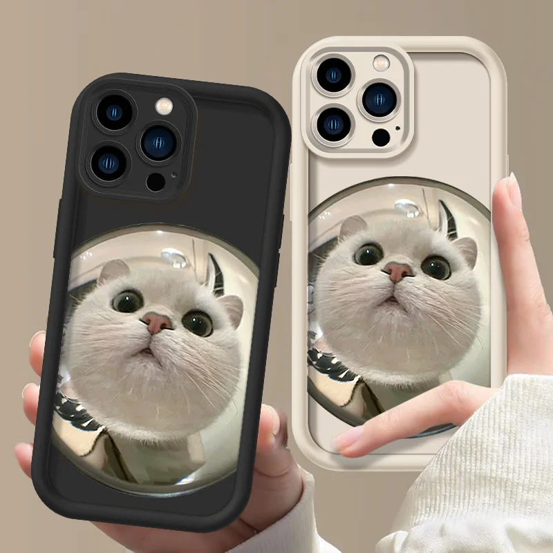 Kitten Curious Silicone Phone Case For iPhone 11 12 13 14 15 Pro Max XS X XR 7 8 15 6 Plus SE 2020 Camera Lens Protection Cover