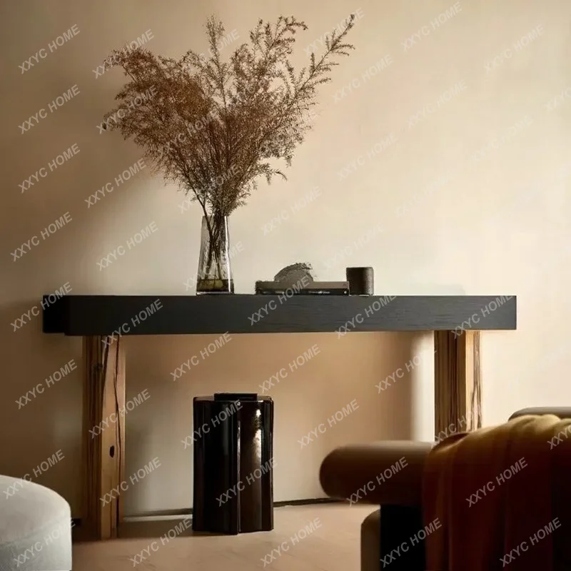 X-S  Medieval solid wood entrance table log strip table living room against the wall strip case decoration table HG
