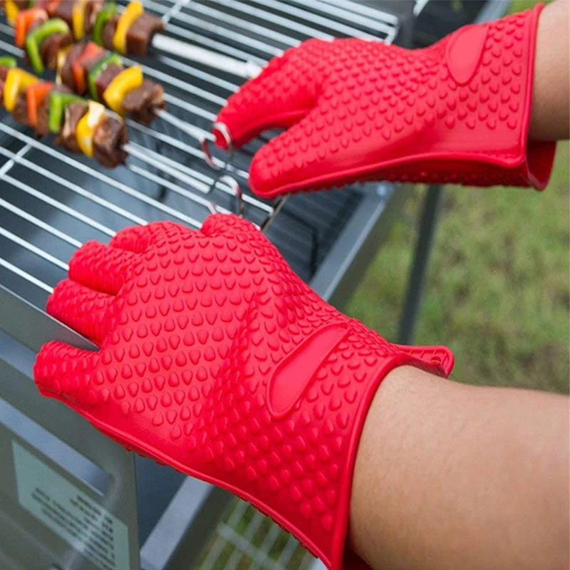 1pc Silicone Smoker Oven Glove Kitchen Heat Resistant Grilling Mitt for BBQ Baking Cooking