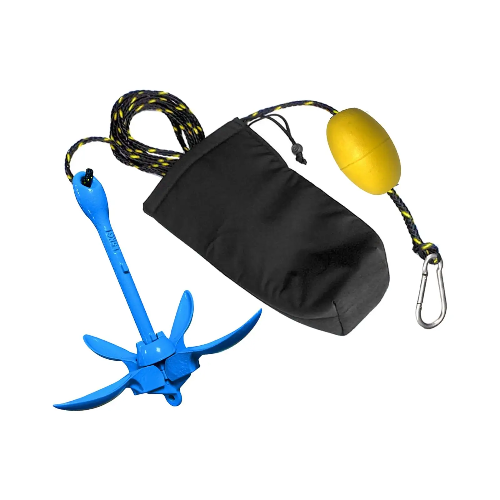 Kit completo de ancla Grapnel, boya de ancla para manualidades acuáticas pequeñas de 3,3 lb, Kayaks azules, ancla plegable de 4 garras, barcos