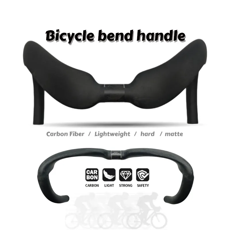

New road bike handle, track bike handle, full carbon fiber bend handle, no logo, 31.8 * 370/385mm bicycle accessories