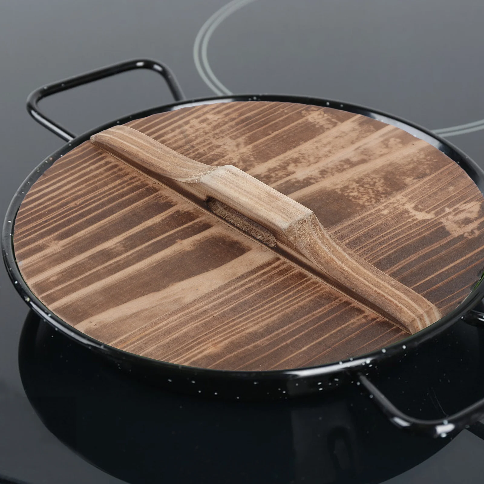 

Wooden Wok Lid Pot Protector Anti-overflow Cover Kitchen Gadget Oil Splashing Handcrafted Protective Thick Cooking Tool Work on