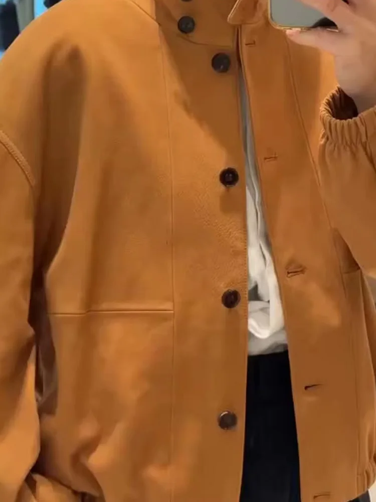 

HH женские элегантные шикарные короткие пальто в уличном стиле осенние женские однобортные с высоким воротником украшают свободную уличную куртку