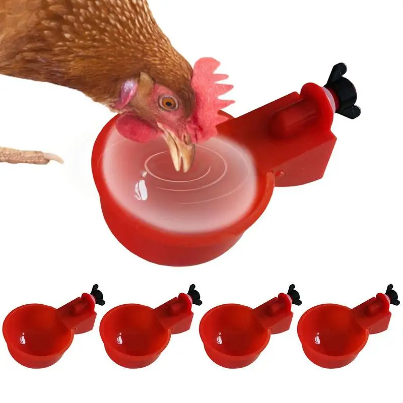 2/5pcs Chicken Drinking Cup Automatic Drinker Chicken Feeder Plastic Poultry Waterer Drinking Water Feeder for Chicks Duck