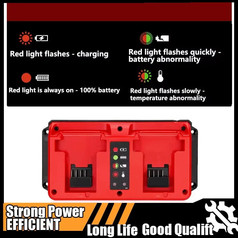 

NEW Portable Dual Ports Charger 18V-20V Lithium Battery Rechargeable For Milwaukee 48-11-1815 48-11-1820 48-11-1830 Fast Charger