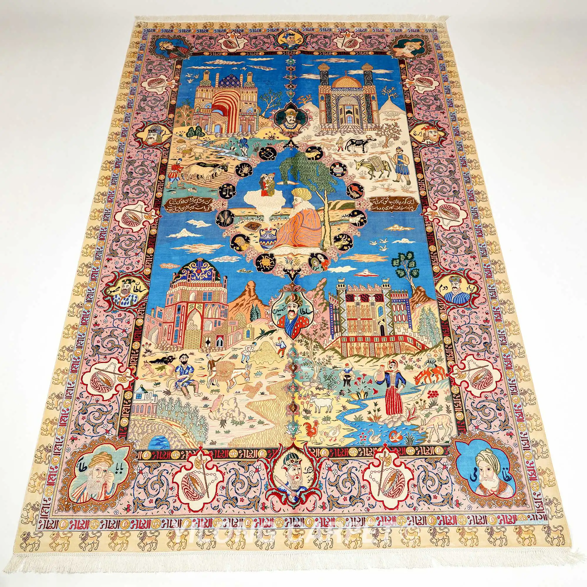 YILONG 6.5'x10' Handknotted Silk Classic Carpet Pictorial Tapestry Rugs (TJ001A)