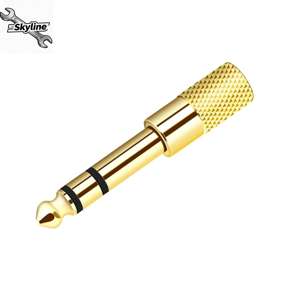 1pcs 6.35 Male to 3.5 Female 2 Pole Mono Adapter Plug Jack Headphone Adapter Connector Terminals Electric Piano Audio Connec