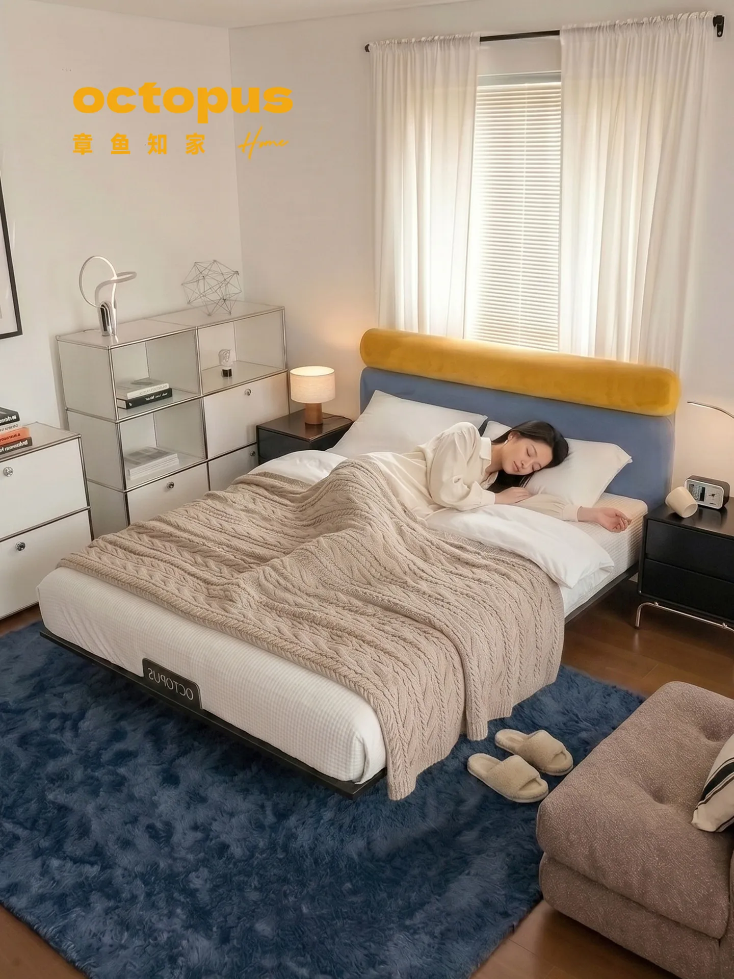 CX dopamine bedroom space saving fabric bed flush edge carbon steel bed