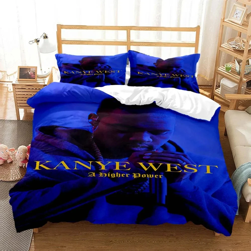 

3D Print Rapper Kanye West Musik Bedding Set Double Twin King Duvet Cover Comforter Pillowcase Boys Girls Adults Bedroom