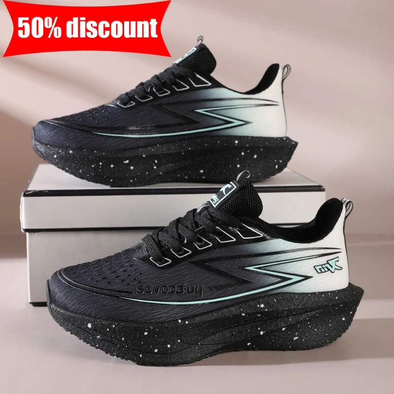 

Couple Sports Shoes Thick Soled Cushioned Ultra Light Tennis Shoes Fashion Breathable Student Comfortable Athletic Running Shoes