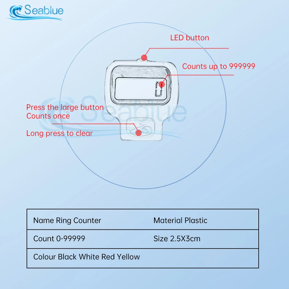 4 Color LED Digital Row Counter 5 Digit Display Counter Clicker Handheld Number Click Counter Finger Tally Counter