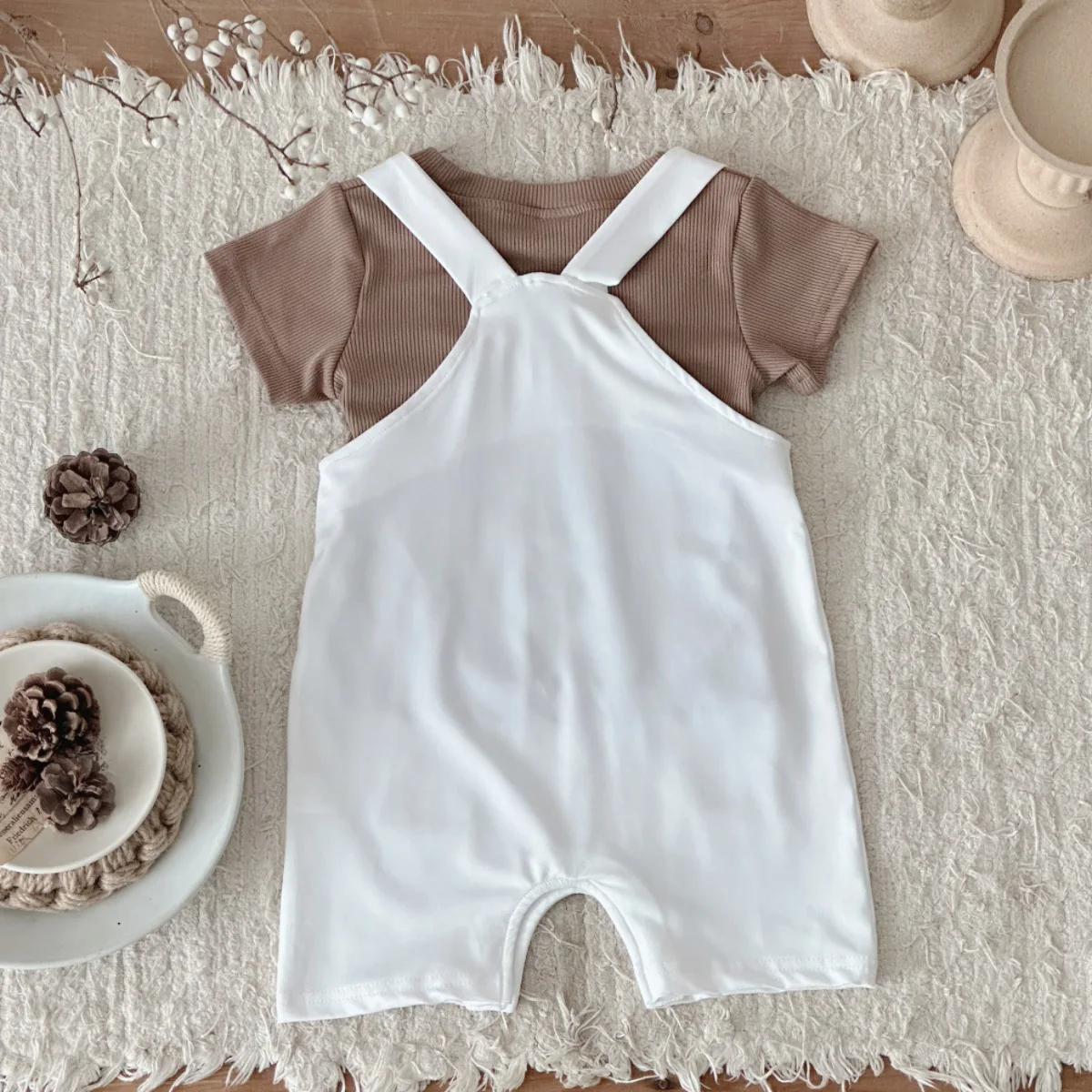 Suspender Pants Boys Girls Summer Clothes Kids  Short Sleeve + Loose Bear Print Overalls Kids Jumpsuits with Pockets Outfit 2PCS