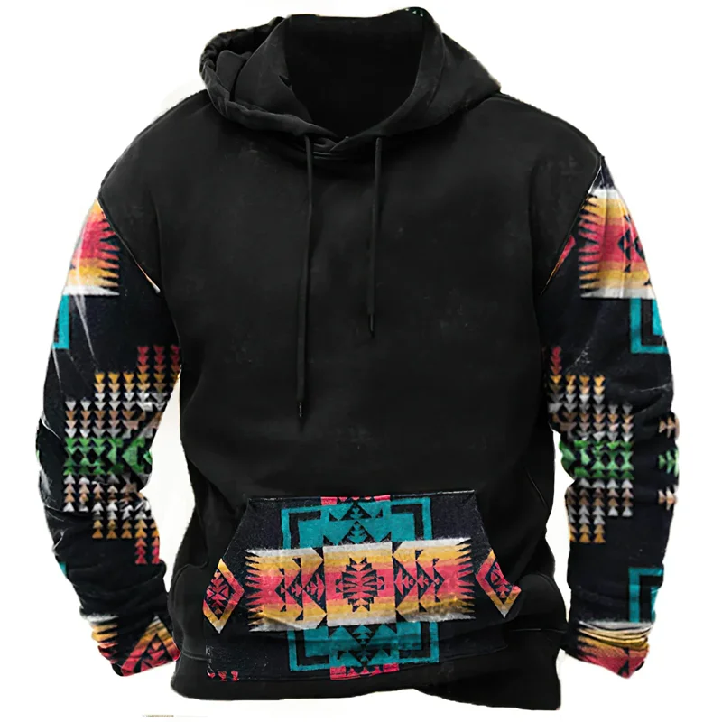 Vintage Hoodie For Men 2024 Casual Long Sleeve Pullovers Ropa Hombre Harajuku Print Tops Streetwear Oversized Sweatshirts Hoody