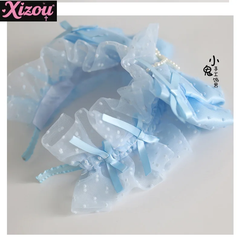 Japanse originele Lolita haaraccessoires blauwe Showa Cross Lover Doll handgemaakte hoge hoed hoofdband hand mouw hoofdband voor vrouwen