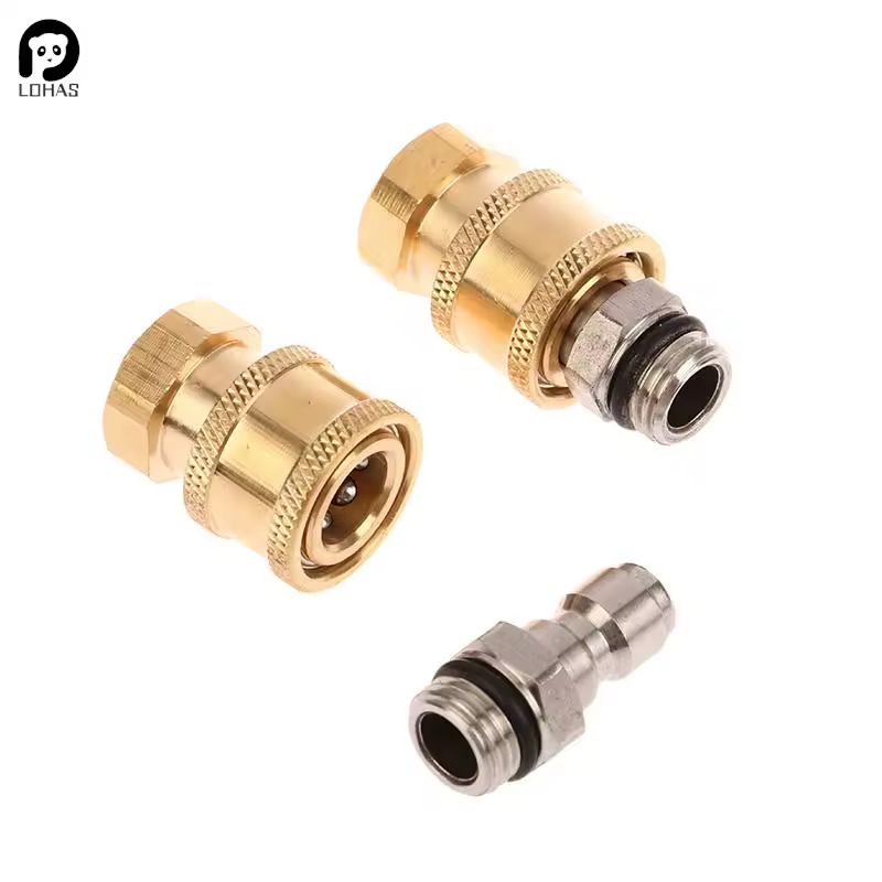 1/4 Quick Connector Pressure Washer Adapter Set M14*1.5 Female 4000PSI Brass Car Washing Garden Hose Tool