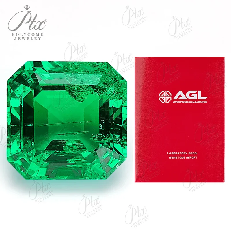 Lab Grown โคลอมเบียสีเขียวมรกต Asscher Cut VVS1 คุณภาพสูงอัญมณีเครื่องประดับ Fine วัสดุดํามาพร้อมกับใบรับรอง AGL