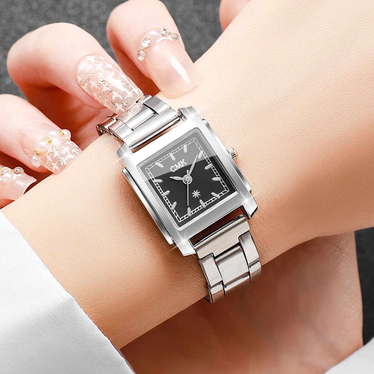 Fashion Square Women Watches Alloy Strap Ladies Quartz Wristwatch Girls Clock Reloj Mujer (Without Box)