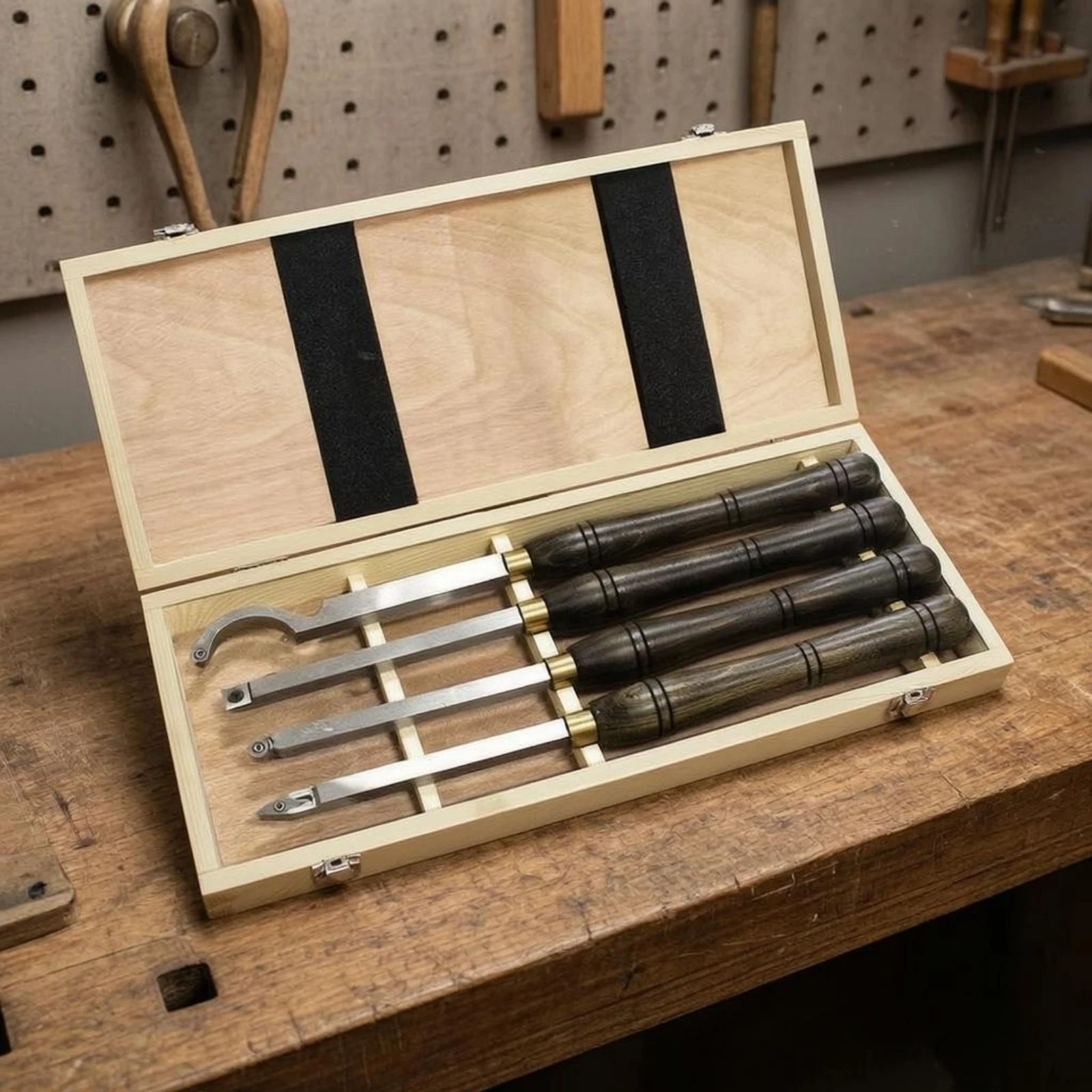 4 Pieces 4-Piece Woodturning Set Hook-Shaped Cutter Handheld Woodturning Tools Wood Lathe Turning Tools Sharp and Accurate