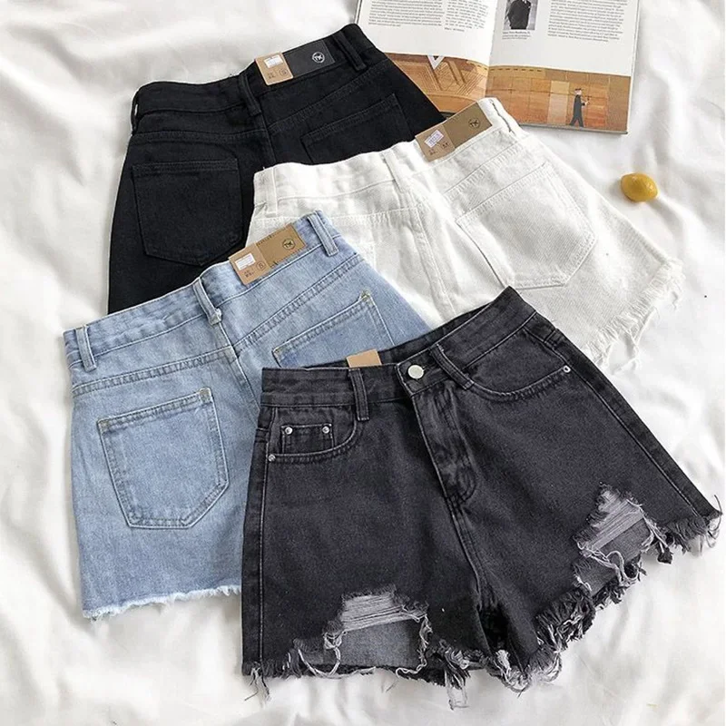 Summer Hot Sale Girls Fashion Denim Shorts Lady Chic Sexy Mini Pants Women Raw Edge High Waist A-line Short Jeans