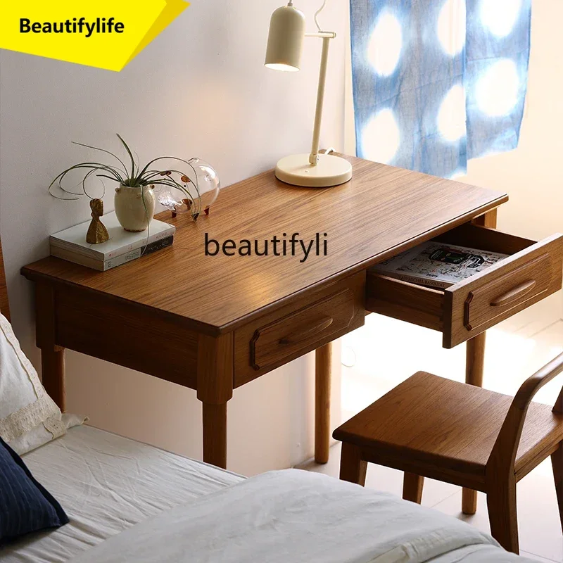 

LL A57 Myanmar old teak medieval style bedside table all solid wood computer desk writing office study table