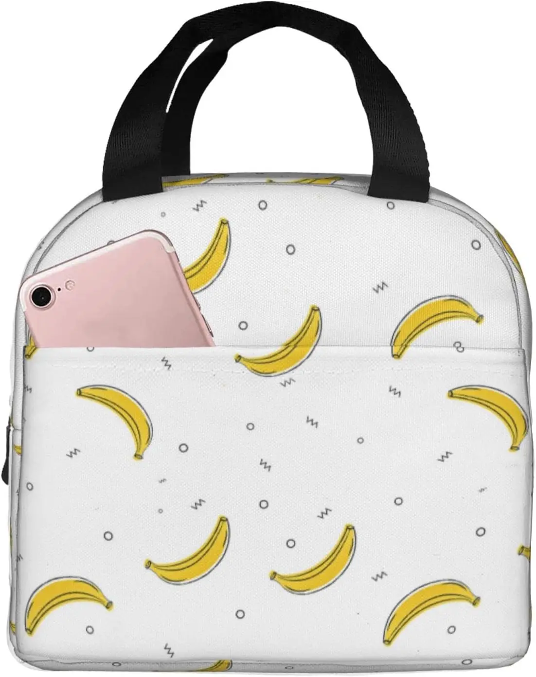 

Сумка для обеда Art Banana для женщин и мужчин, многоразовый изолированный контейнер для ланча с банановым принтом и передним карманом для работы, пикника