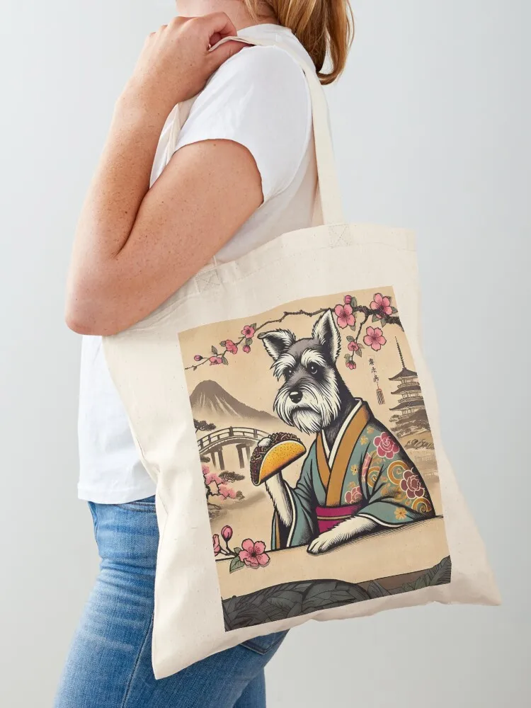 

Ukiyo-e Schnauzer Eating Taco Tote Bag canvas tote tote bag canvas bag men's bags for women