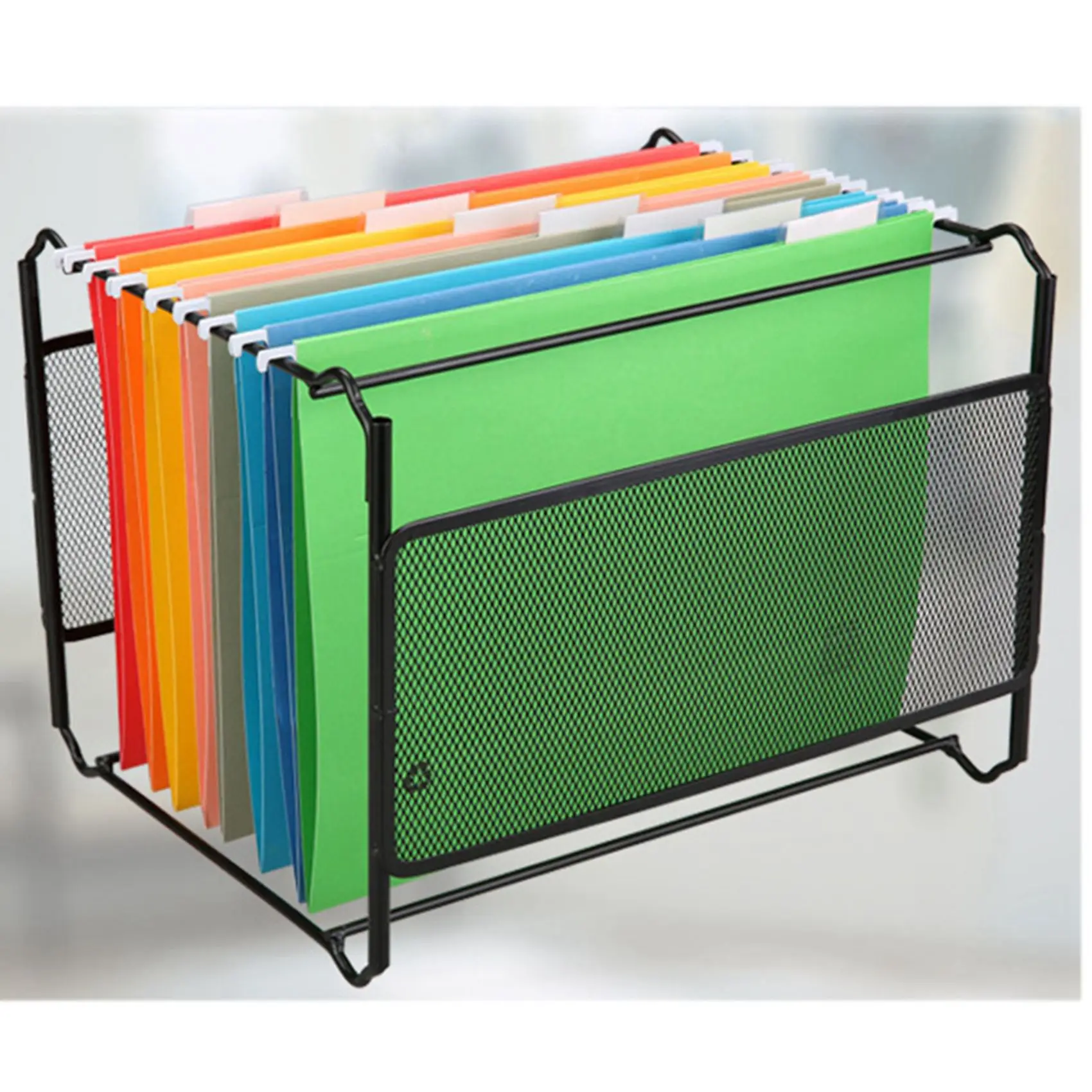 ABRI-2X A4 Mesh Metal File Organizer Box Hanging File Folder Box Desk Storage Holder Shelf Holder Storage For Office Home