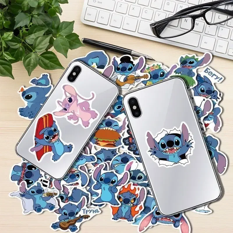 100PCS Cute Cartoon Lilo Stitch Stickers for Scrapbook Laptop Phone Luggage Skateboard Decals Sticker Kids Graffiti Toys Gift