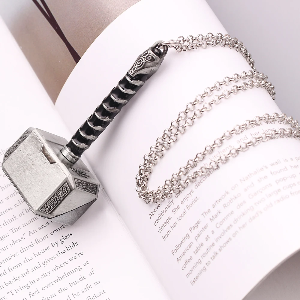 Thors Hammer Mjölnir Halskette Universelles Modeschmuck-Accessoire Trendiger Persönlichkeits-Superhelden-Thor-Anhänger für Männer und Frauen – Detail 9