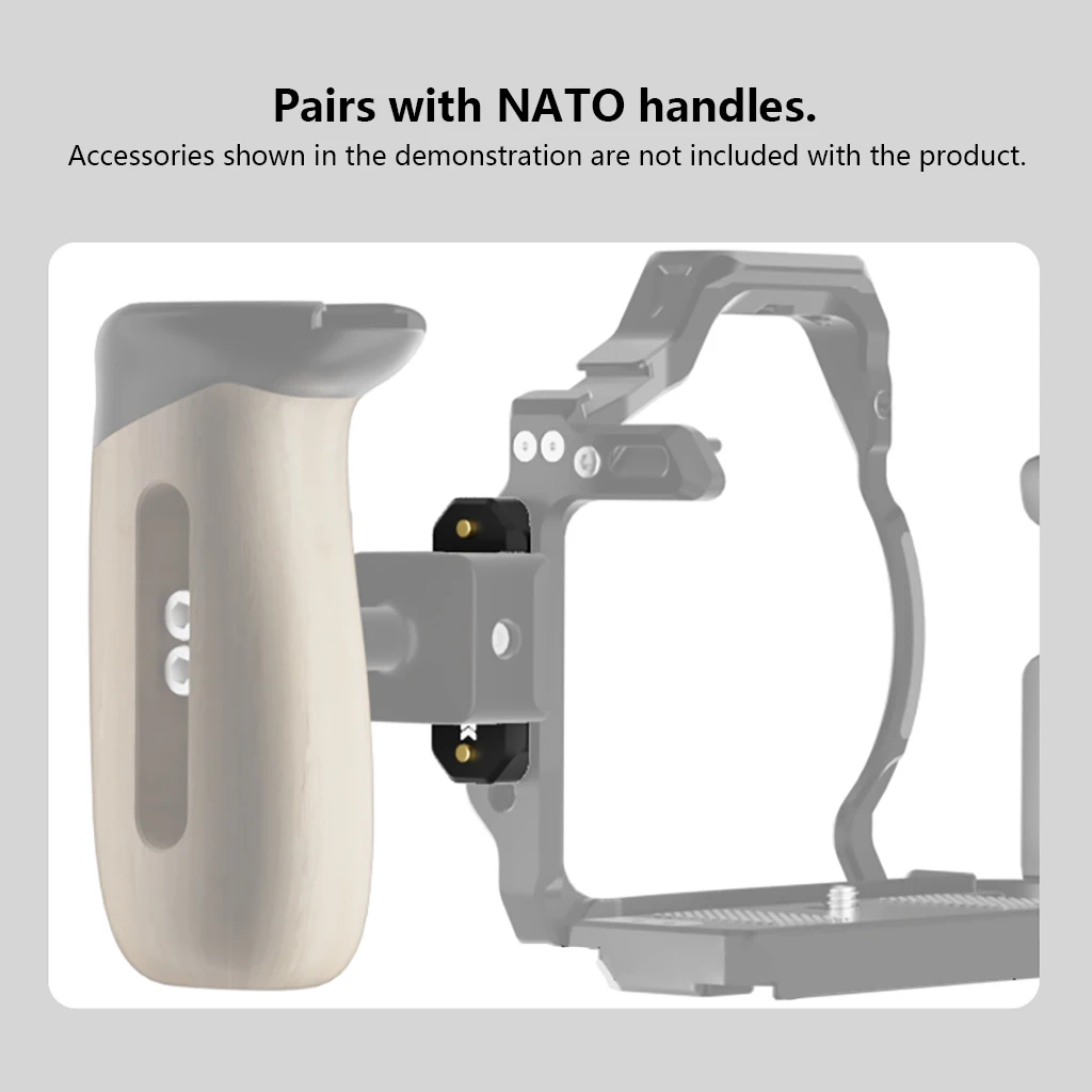 NATO-Schienen-Schnellwechselplatte für DSLR- und spiegellose Kamerakäfige mit 1/4-Zoll-Schraubgewinde, Obergriff, Monitor- und Lichthalterung – Detail 5