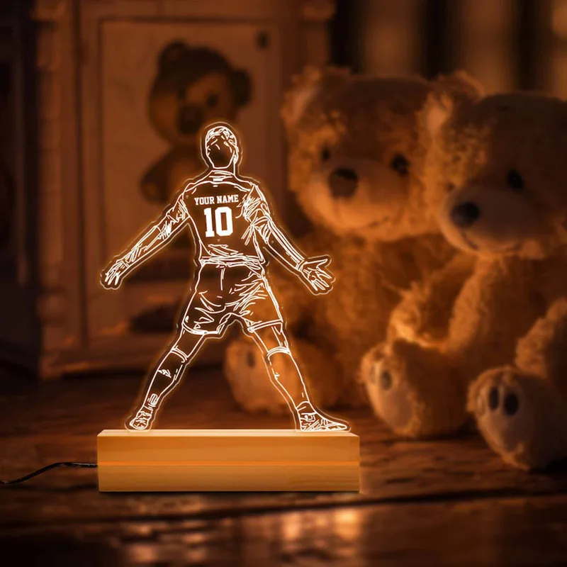 Custom Soccer Player LED Lamp Personalized Name And Number For Football Fans Birthday Gift Room Decor Bedside Table Decorations
