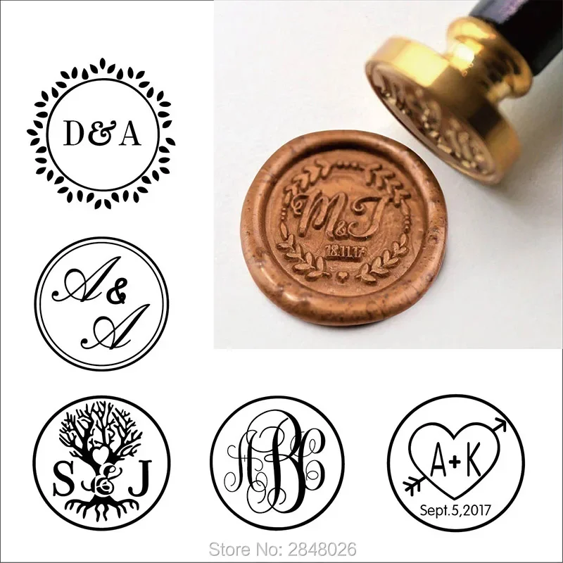 Custom Rustic  Wreath Two initials Wax Seal Stamp,Custom Wax Seal Stamp Kit,personalised wedding invitation s,wedding gift,