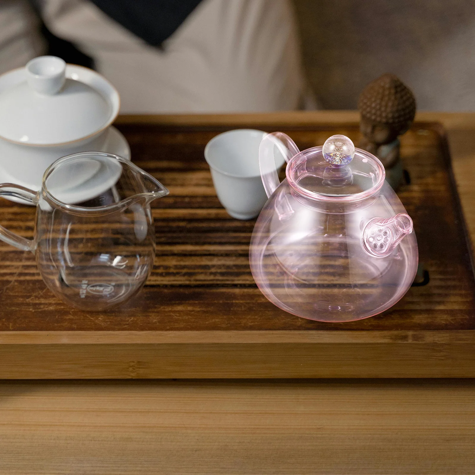 

Glass Teapot 250ml Clear Glass Tea Kettle Unique Handle Comfortable Clean for Loose Leaf Tea Party Household