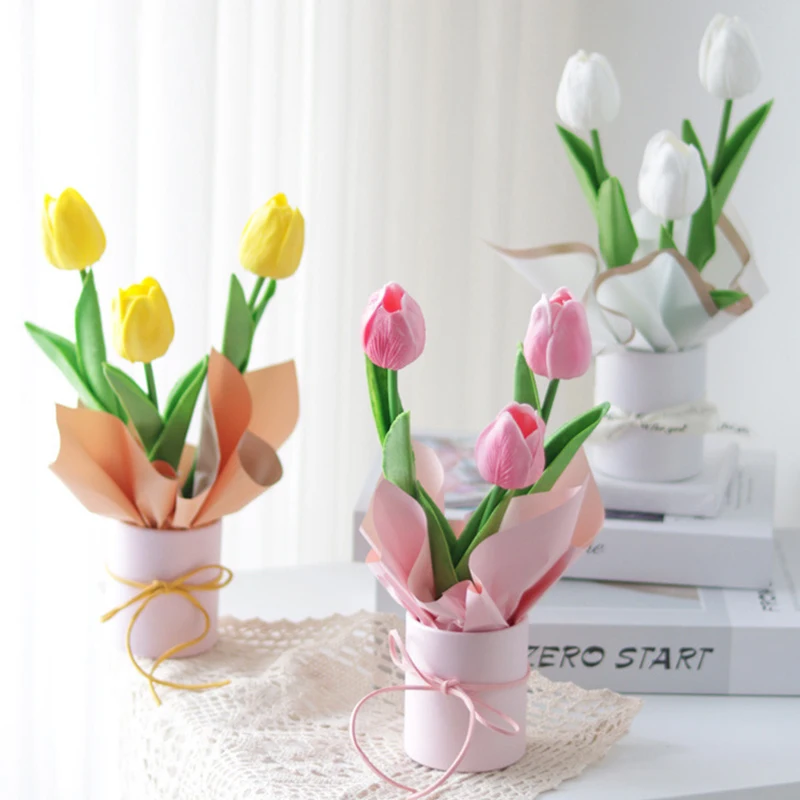 4pcs Mini Flower Box Wedding Bouquet Packaging Case Portable Hug Bucket for Birthday Favors Party Flower Gifts Decoration Vase