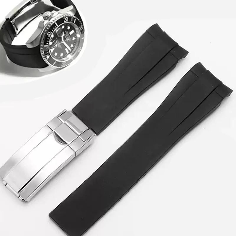 

Rubber Watchband for Rolex Submariner DAYTONA GMT Yacht-Master 20mm 21mm Silicone Strap Black Watch Band Bracelet