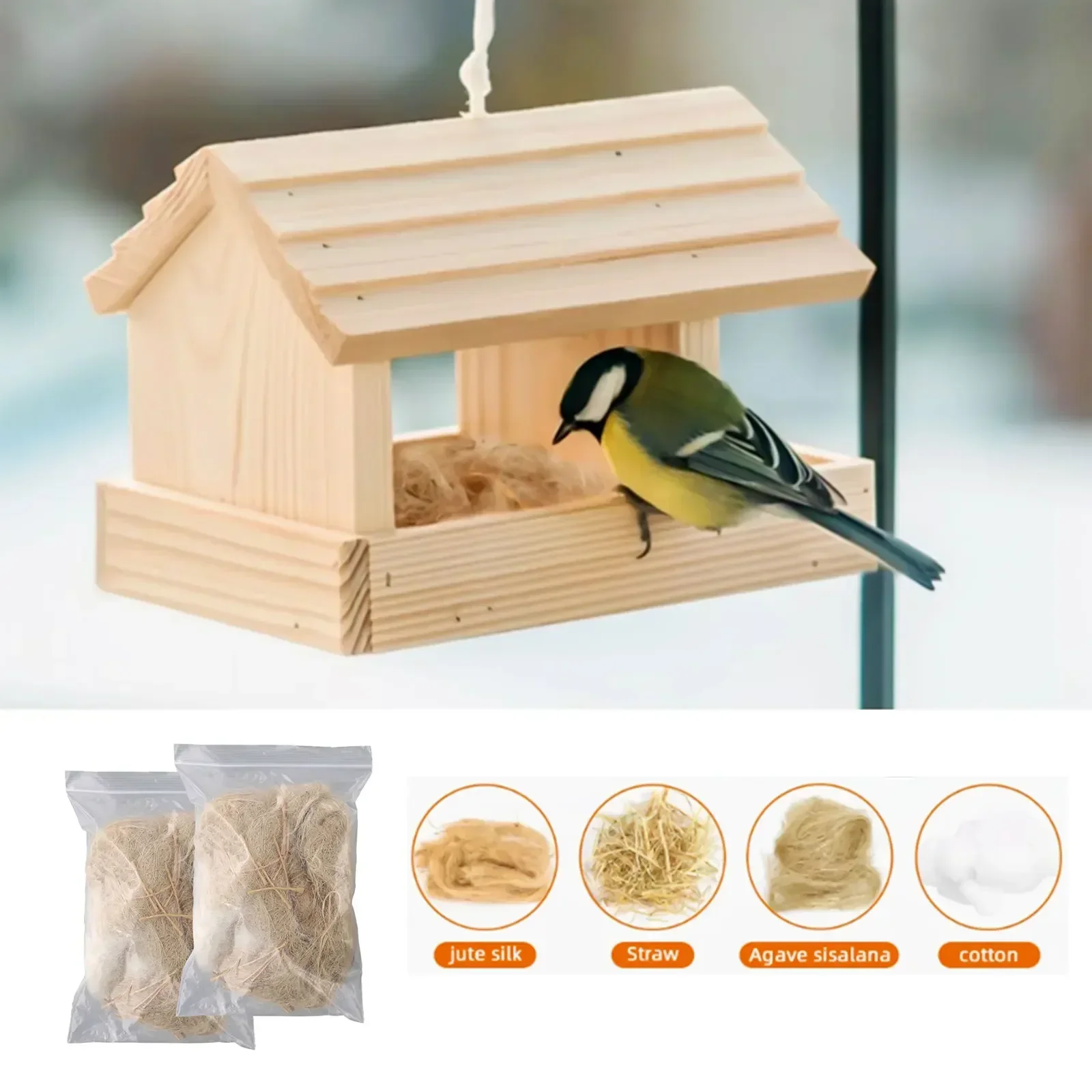 

2 Pack 80g Jute Nesting Material Nest / Fibre Aviary Birds Canaries Finches Nest Filled Grass Bird Cage Accessories Decoration