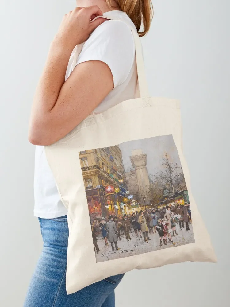 Porte Saint Denis, Paris (20th century) - Eugène Galien Laloue Tote Bag Women's beach bags bag luxury women Tote Bag