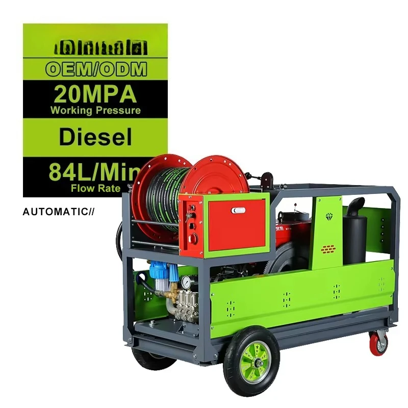 

20Mpa Nettoyeur Haute Pression Diesel High Pressure Washer Cleaning Jetter Sewer Pipe Dredging Machine