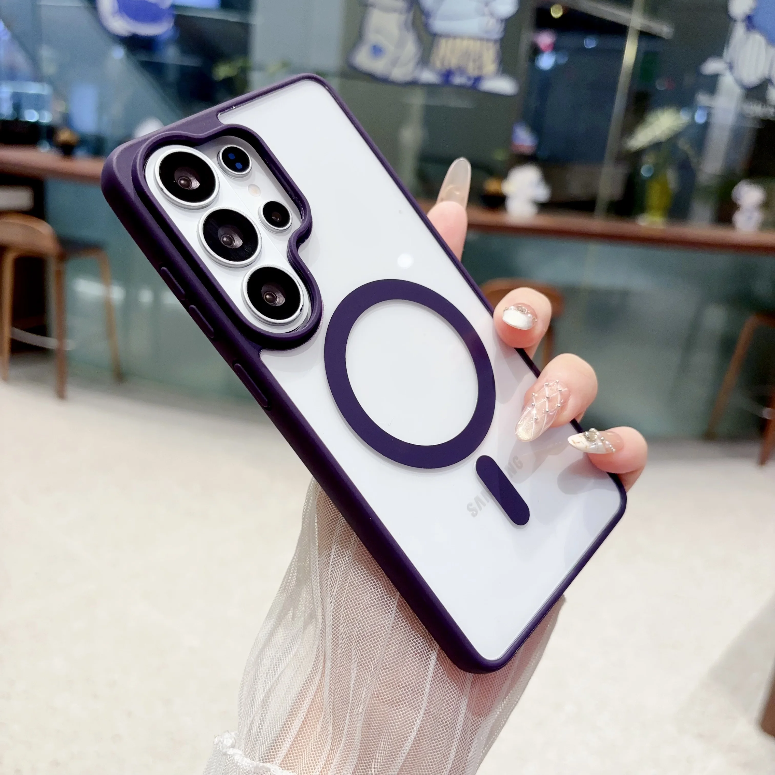 Phone Case For Samsung Galaxy S26 S25 S24 S23 S22 Ultra Plus Edge FE 5G Magnetic Wireless Charging Acrylic Anti Drop Cover