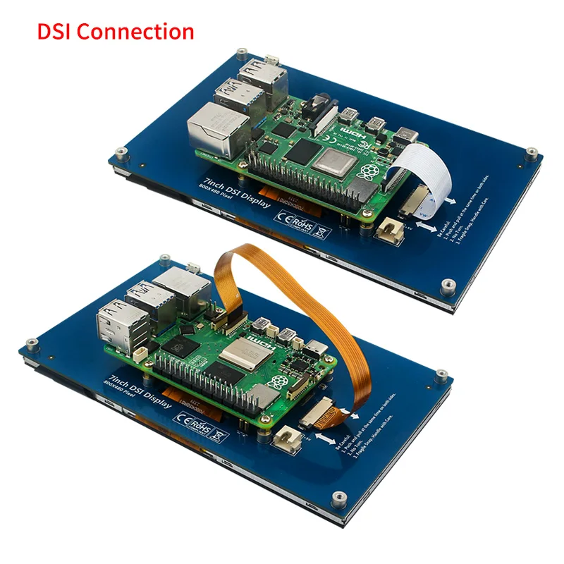 Imagem -03 - Dsi Ips Touch Screen para Rpi Tela Capacitiva 800x480 Monitor Lcd com Suporte Raspberry pi 4b 3b Mais 3b 5