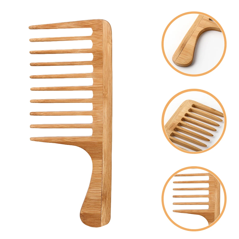 

Nanzhu Wide-tooth Comb Hair Men Barber Bamboo Combs for Stylist with Handle Travel Detangle