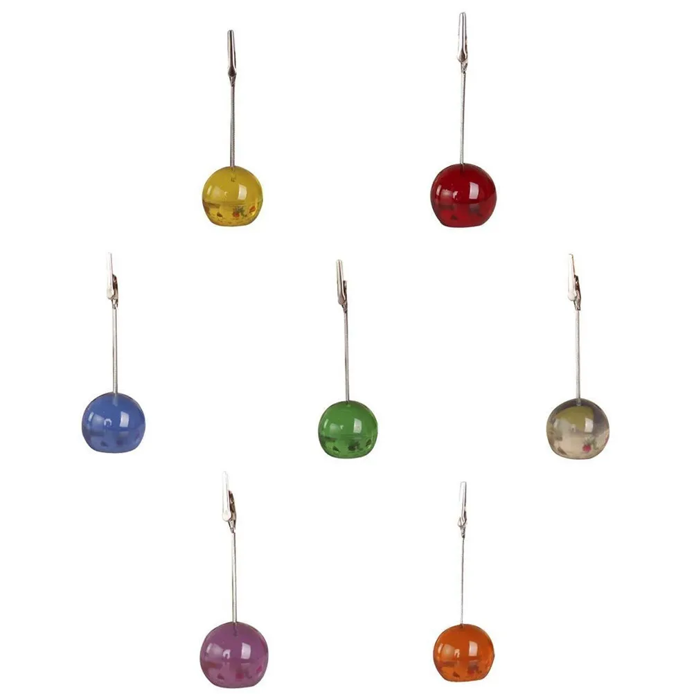 7Pcs Resin Stainless Steel Ball Base Memo Holder 11.7cm Tall Spherical Note Clip for Office Desk Home Photo Message Organizer