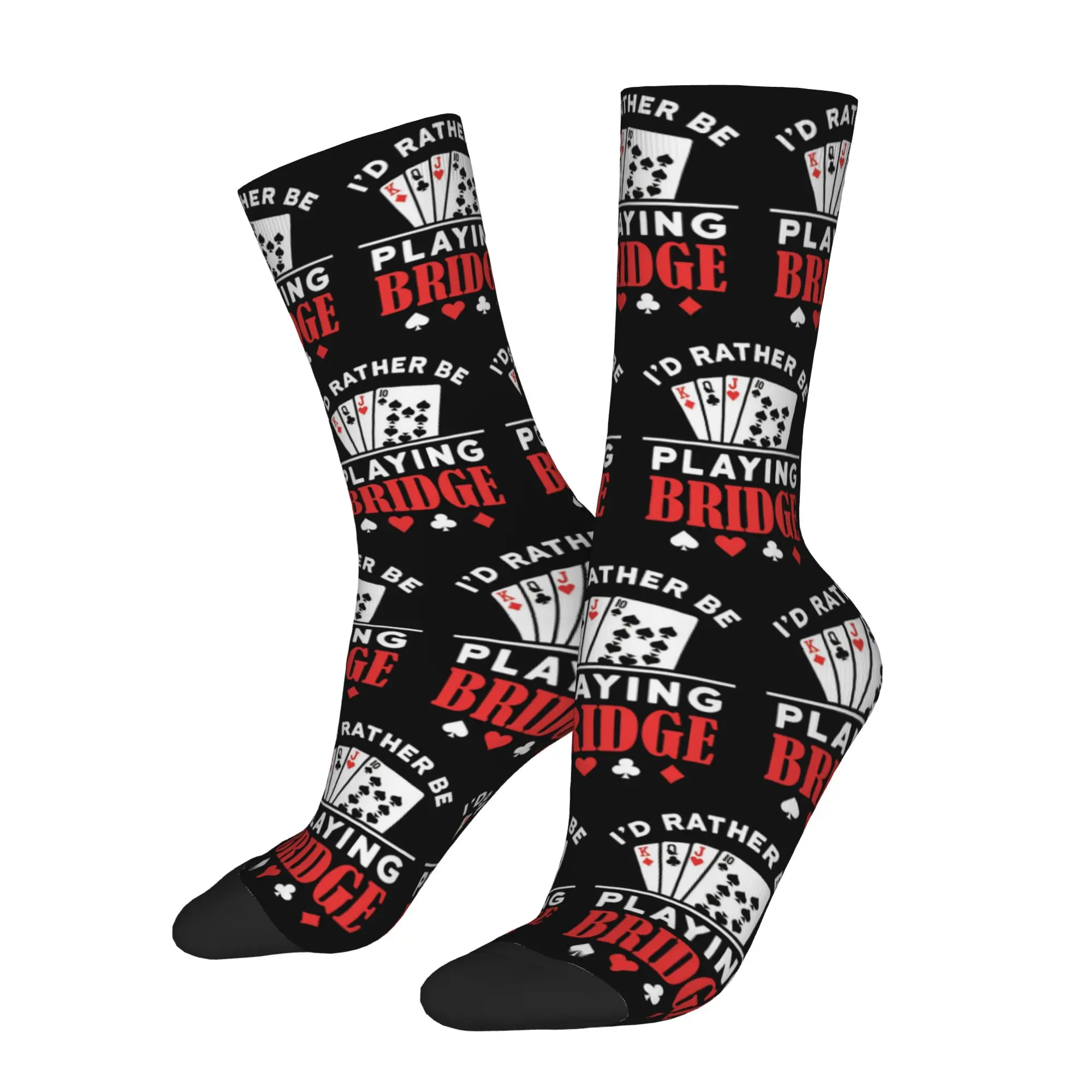 I'd Rather Be Playing Bridge Funny Bridge Card Game Player Socks Merch For Men Women  Middle Tube Socks Super Soft