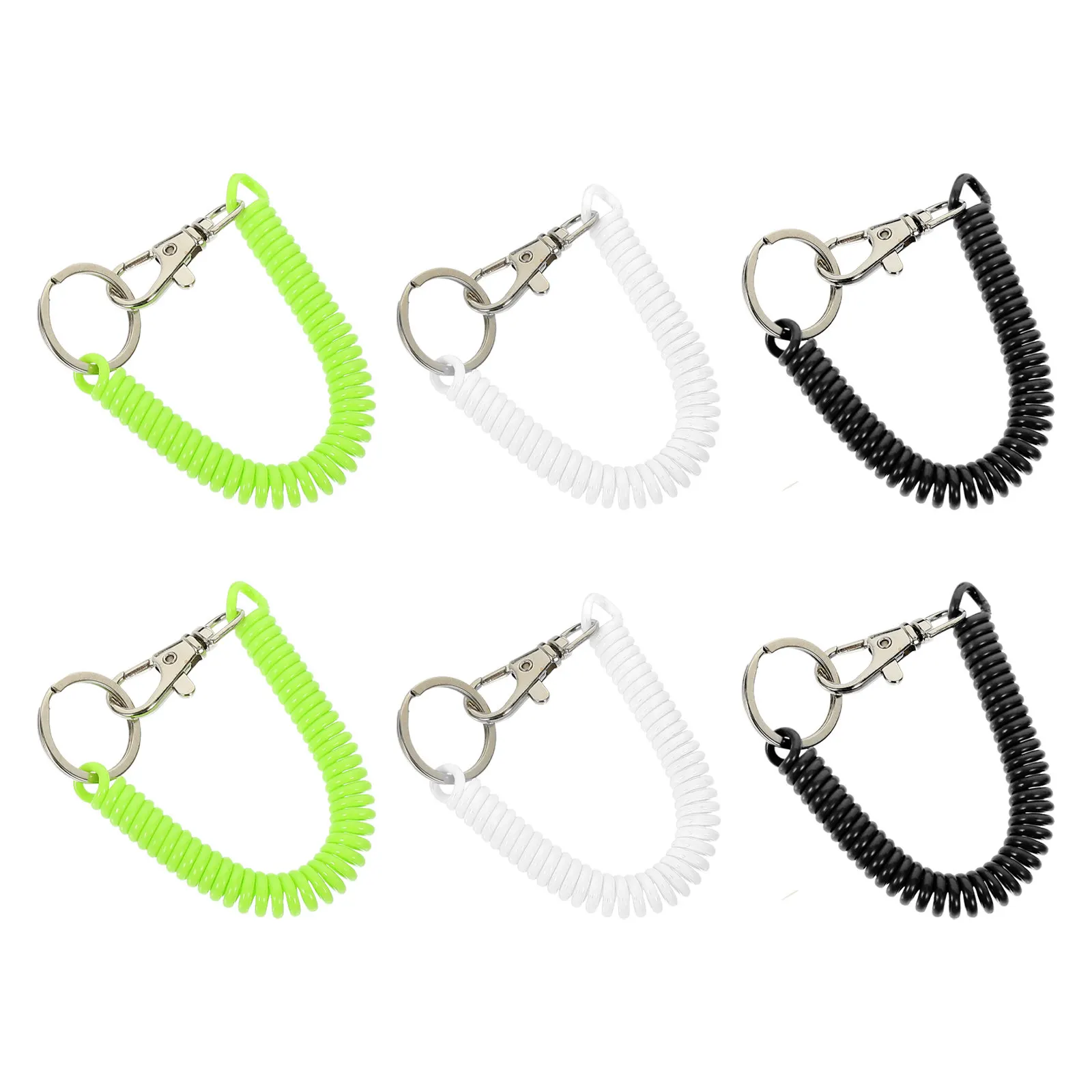 6Pcs Anti-Lost Stretchy Spring Coil Key Ropes Elastic Retractable Key Chains for Women Men Outdoor Activities Wrist