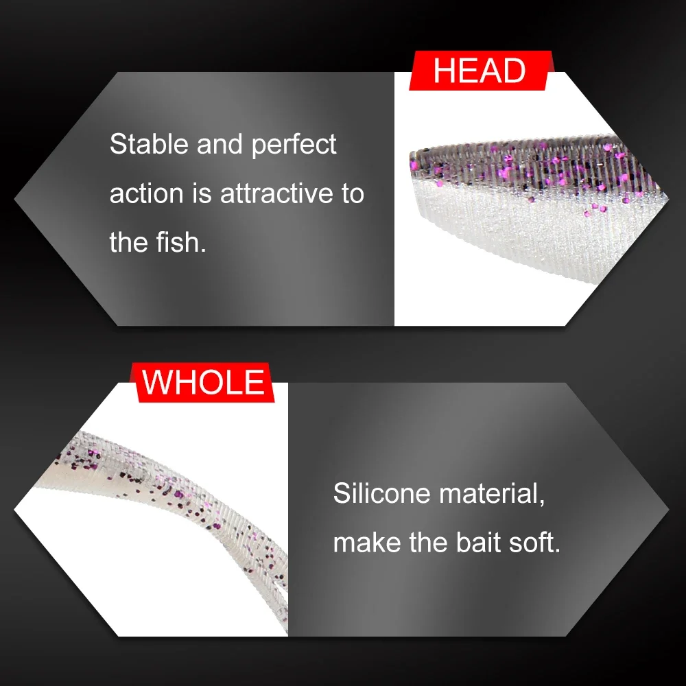 طُعم صيد أسماك البلمة الناعم مقاس 2 بوصة 3 بوصة 4 بوصة من RoseWood طُعم صيد سمك السلمون المرقط Shad Drop Shot SoftBait ذيل مقسم لسمك السلمون المرقط بايك Walleye Pesca