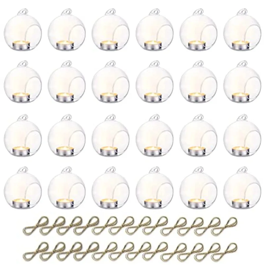 

Набор из 3 стеклянных подвесных шаров-террариумов (3,15 дюйма/см) для растений, стеклянные сферы для воздушных растений, подсвечники для чайных свечей, декор для дома