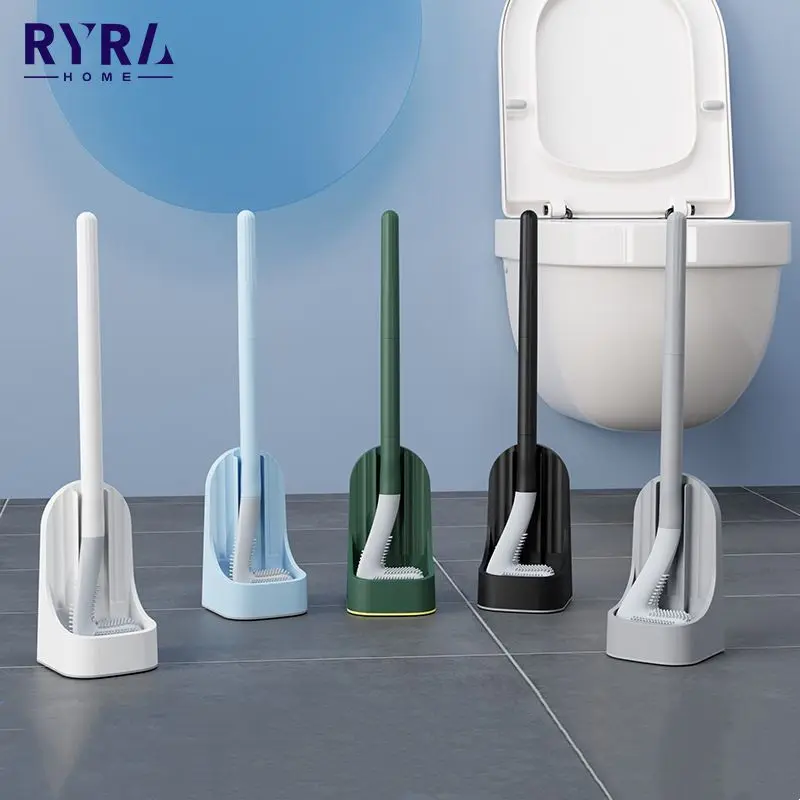 TPR Silicone Toilet Brush With Quick Drying Holder Long Handle Toilet Bowl Cleaner Brushes Bathroom Cleaning Tool WC Accessories