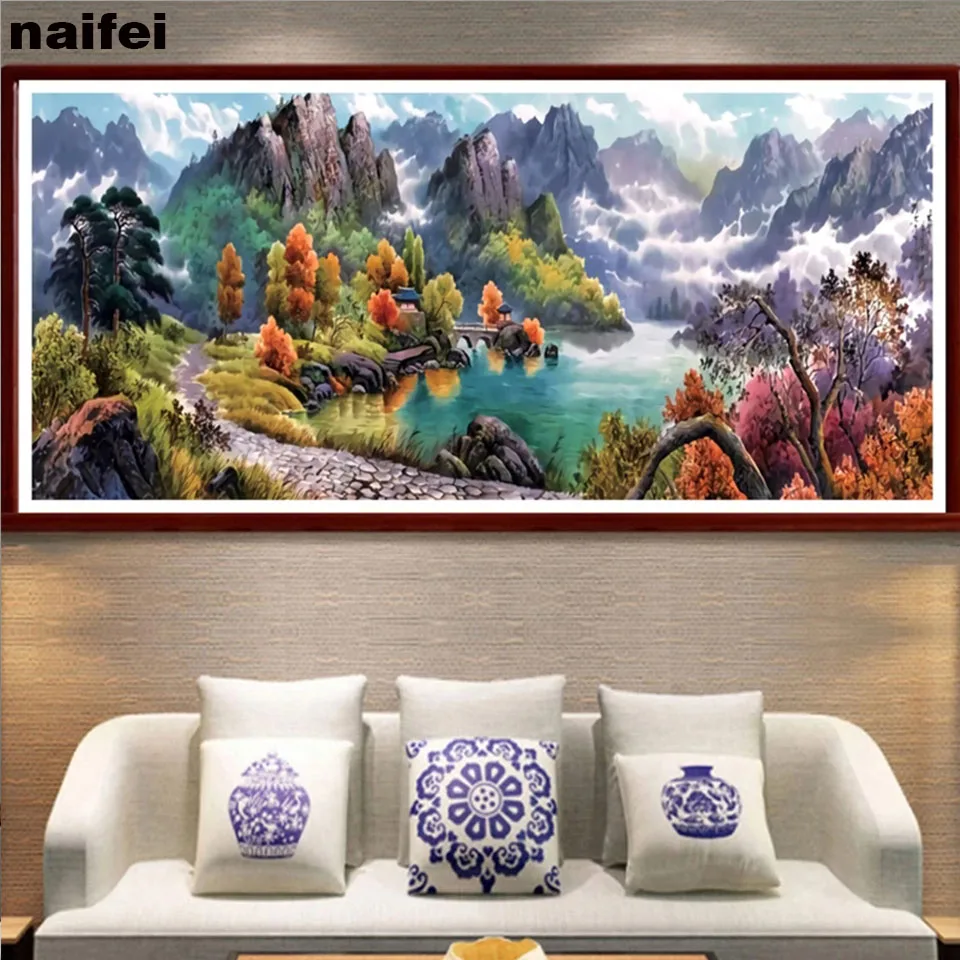 Ink landscape Diamond Mosaic Chinese Traditional Retro Diy Diamond Painting scape Flower Art Cross Stitch Kits Home Wall Decor,