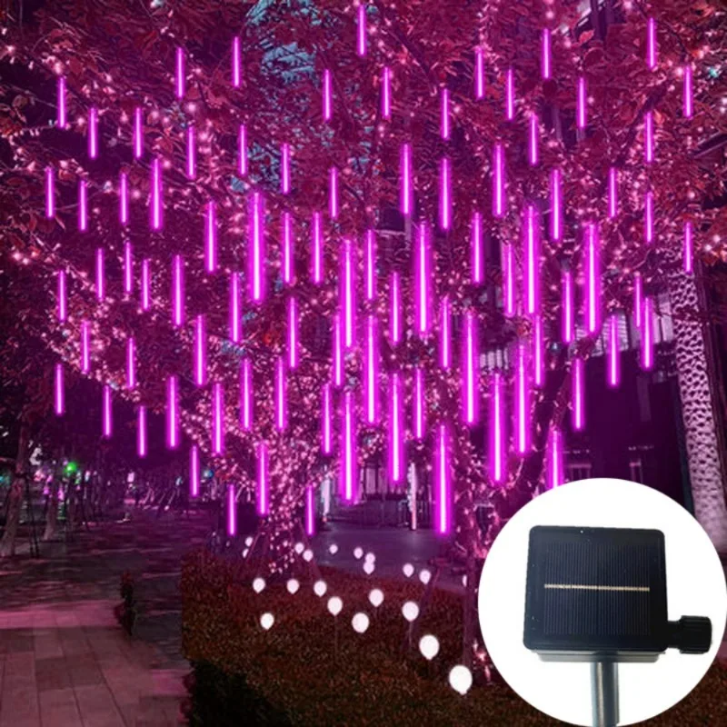 

8 трубок солнечных светодиодных гирлянд «Метеоритный дождь» для декора на День святого Валентина, свадьбу, вечеринку, сад, улицу, Рамадан, сказочные огни