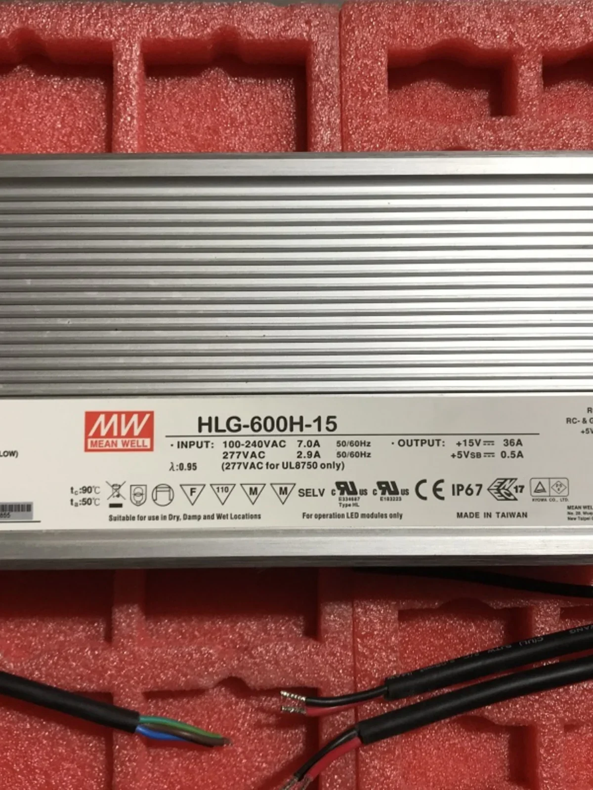 Mingwei LED Switching Power Supply HLG-600H-12V/15V/20V/24V/30V/36V/42V/48V/54V